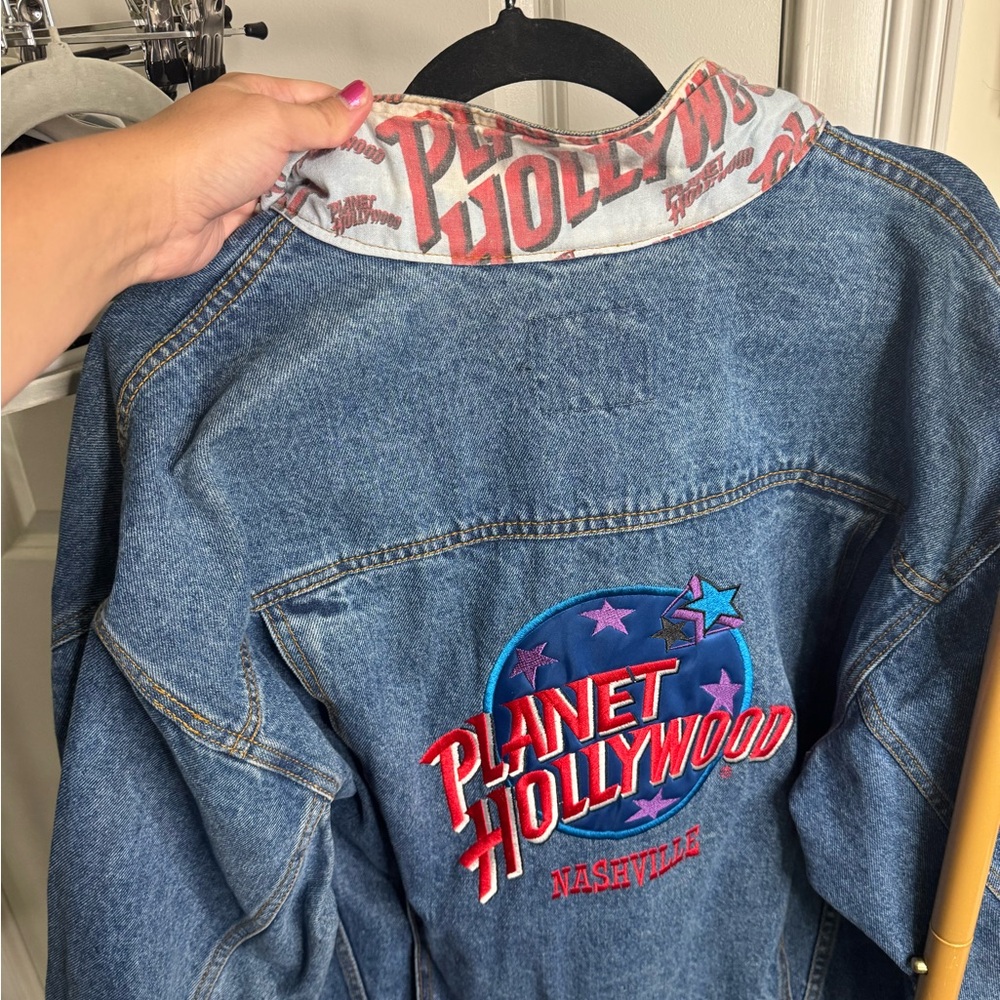 Planet Hollywood Denim Jacket - Light Blue Embroidered Logo - Picture 4 of 6